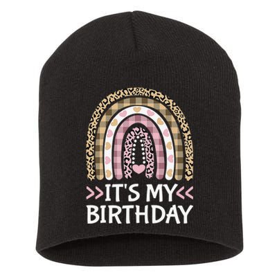 Rainbow It's My Birthday for Teens Girls Birthday Gift Short Acrylic Beanie