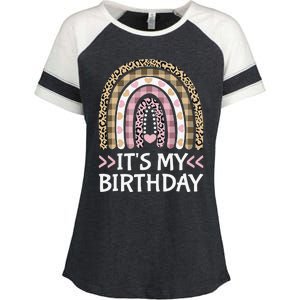 Rainbow It's My Birthday for Teens Girls Birthday Gift Enza Ladies Jersey Colorblock Tee