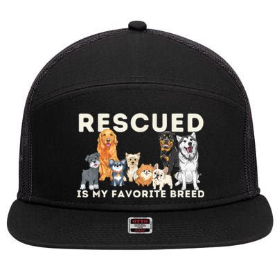 Rescued Is My Favorite Breed Animal Rescue 7 Panel Mesh Trucker Snapback Hat