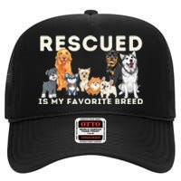 Rescued Is My Favorite Breed Animal Rescue High Crown Mesh Back Trucker Hat