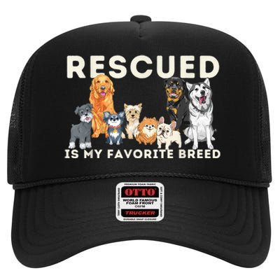 Rescued Is My Favorite Breed Animal Rescue High Crown Mesh Back Trucker Hat