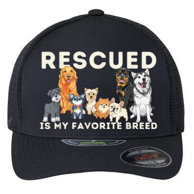 Rescued Is My Favorite Breed Animal Rescue Flexfit Unipanel Trucker Cap