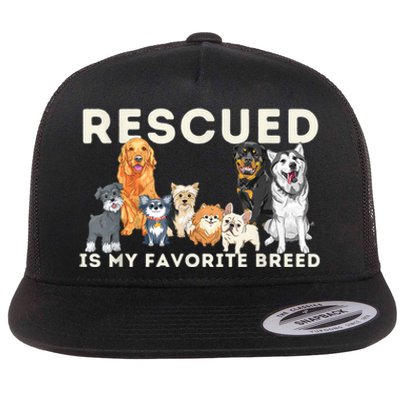 Rescued Is My Favorite Breed Animal Rescue Flat Bill Trucker Hat