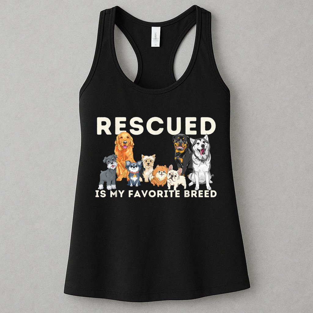 Rescued Is My Favorite Breed Animal Rescue Womens Tank Top