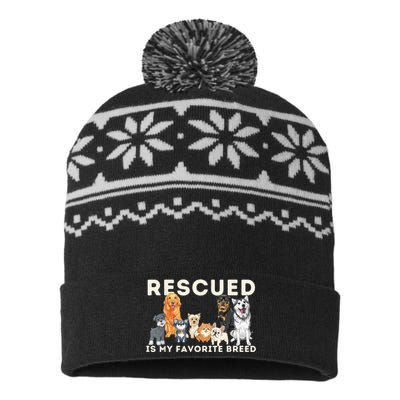 Rescued Is My Favorite Breed Animal Rescue USA-Made Snowflake Beanie