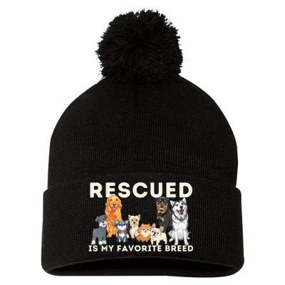 Rescued Is My Favorite Breed Animal Rescue Pom Pom 12in Knit Beanie