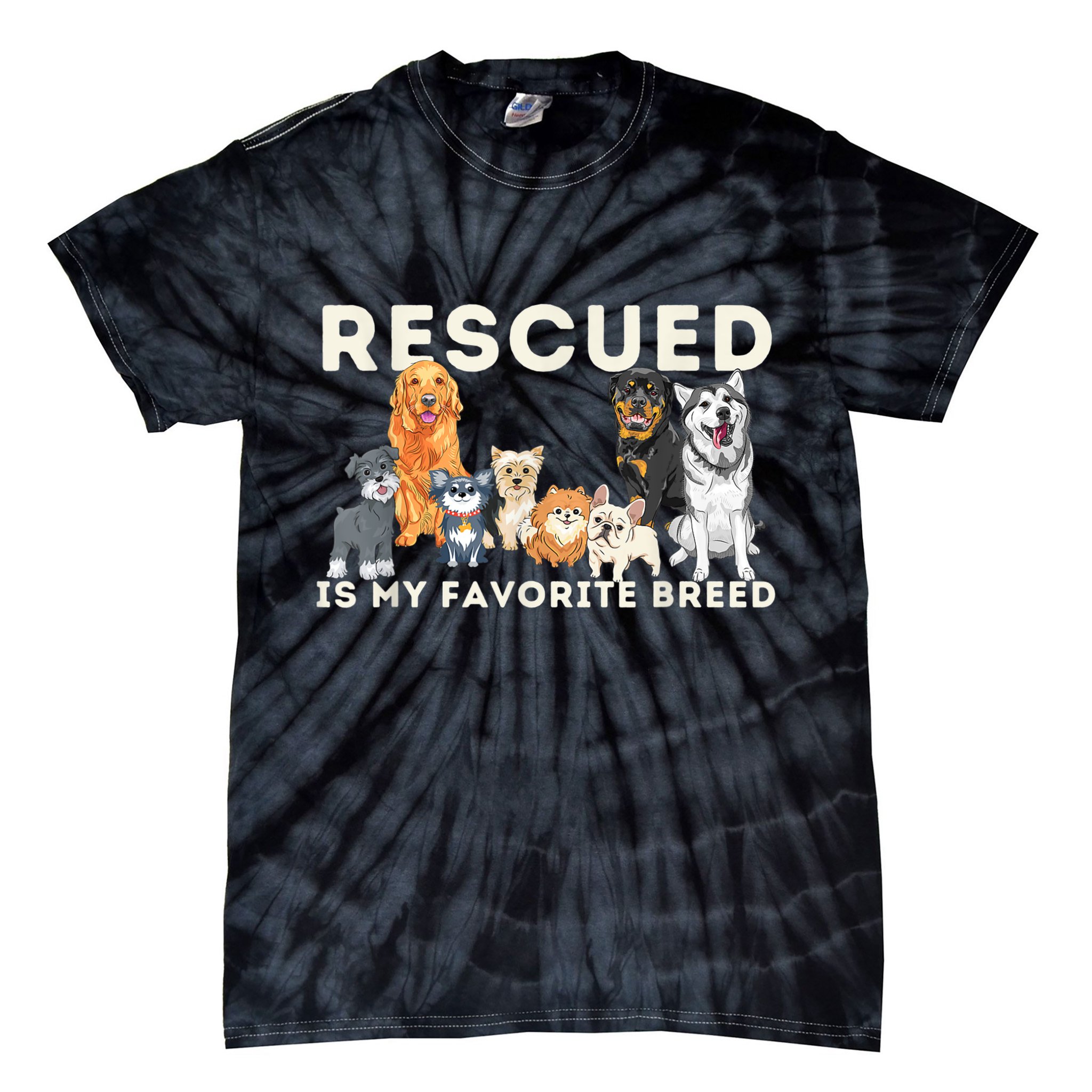Rescued Is My Favorite Breed Animal Rescue Tie-Dye T-Shirt
