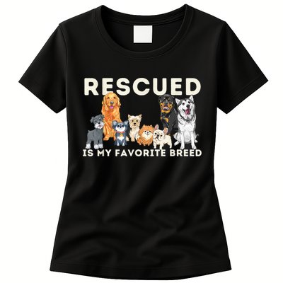 Rescued Is My Favorite Breed Animal Rescue Womens T-Shirt