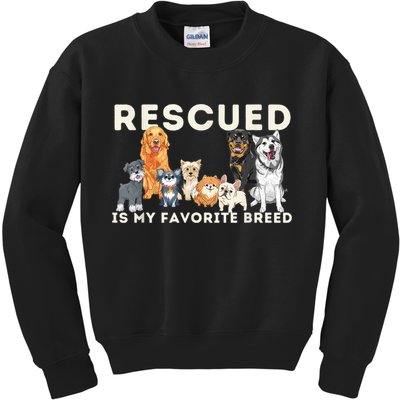 Rescued Is My Favorite Breed Animal Rescue Kids Sweatshirt