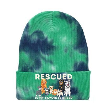 Rescued Is My Favorite Breed Animal Rescue Tie Dye 12in Knit Beanie