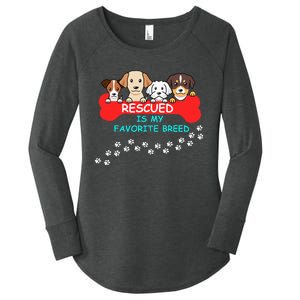 Rescued Is My Favorite Breed Dog Lover Gift Women's Perfect Tri Tunic Long Sleeve Shirt