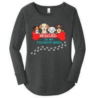 Rescued Is My Favorite Breed Dog Lover Gift Women's Perfect Tri Tunic Long Sleeve Shirt