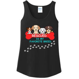 Rescued Is My Favorite Breed Dog Lover Gift Ladies Essential Tank