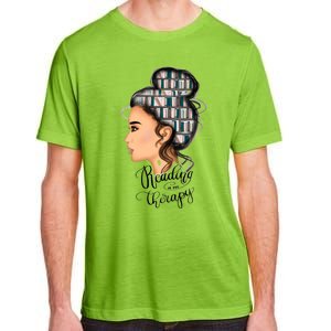 Reading Is My Therapy Messy Bun Gift Adult ChromaSoft Performance T-Shirt