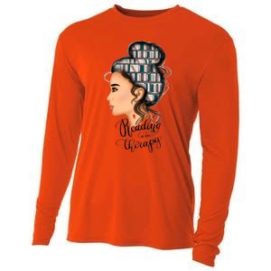 Reading Is My Therapy Messy Bun Gift Cooling Performance Long Sleeve Crew