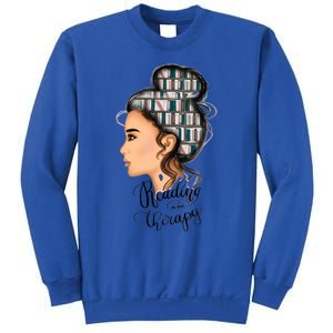 Reading Is My Therapy Messy Bun Gift Sweatshirt