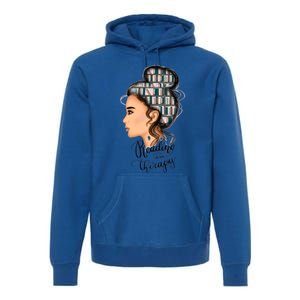 Reading Is My Therapy Messy Bun Gift Premium Hoodie