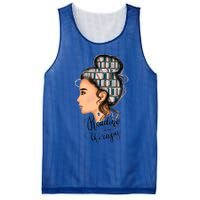 Reading Is My Therapy Messy Bun Gift Mesh Reversible Basketball Jersey Tank