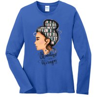 Reading Is My Therapy Messy Bun Gift Ladies Long Sleeve Shirt