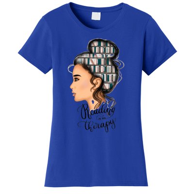 Reading Is My Therapy Messy Bun Gift Women's T-Shirt