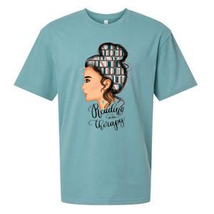 Reading Is My Therapy Messy Bun Gift Sueded Cloud Jersey T-Shirt