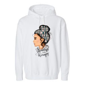 Reading Is My Therapy Messy Bun Gift Garment-Dyed Fleece Hoodie