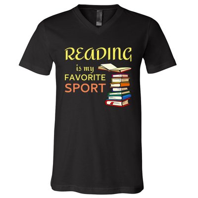 Reading Is My Favorite Sport For Book Lovers V-Neck T-Shirt