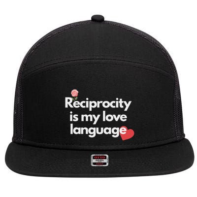 Reciprocity Is My Love Language Flower Red Heart 7 Panel Mesh Trucker Snapback Hat