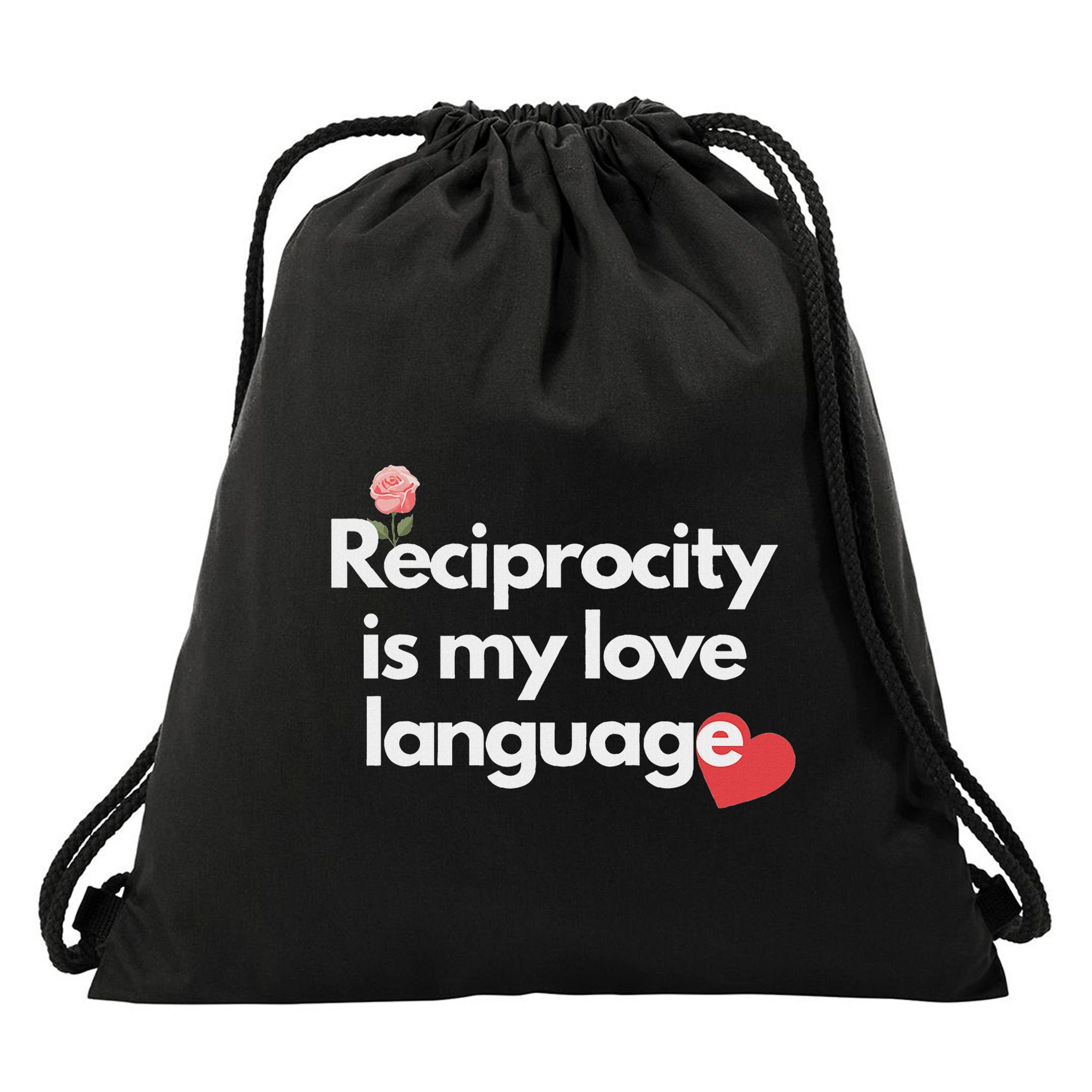 Reciprocity Is My Love Language Flower Red Heart Drawstring Bag