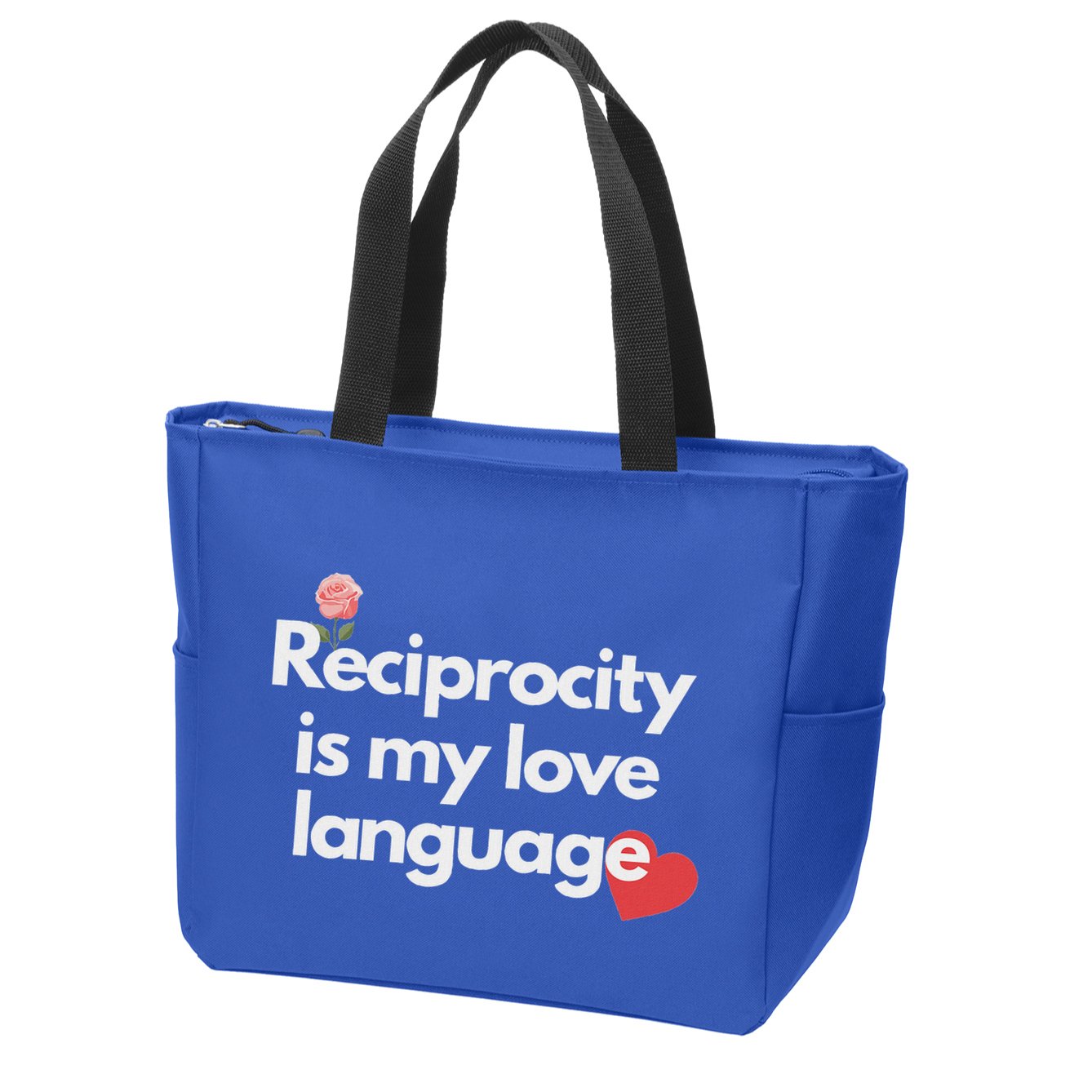 Reciprocity Is My Love Language Flower Red Heart Zip Tote Bag