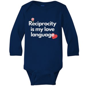 Reciprocity Is My Love Language Flower Red Heart Baby Long Sleeve Bodysuit