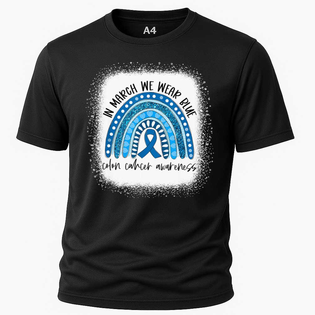 Rainbow In March We Wear Blue Colon Cancer Awareness Month Performance Shirt