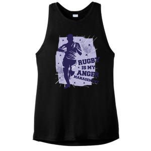 Rugby Is My Anger Management Ladies PosiCharge Tri-Blend Wicking Tank