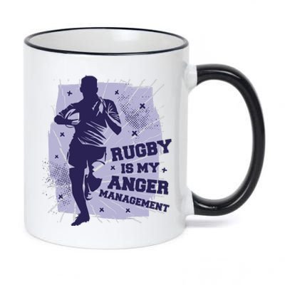 Rugby Is My Anger Management 11oz Black Color Changing Mug