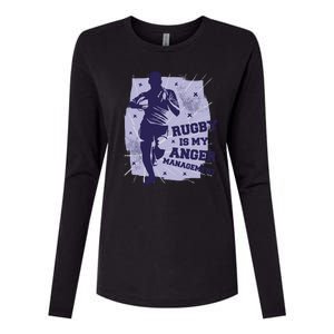 Rugby Is My Anger Management Womens Cotton Relaxed Long Sleeve T-Shirt