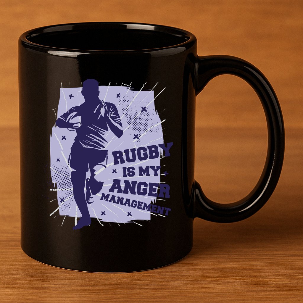 Rugby Is My Anger Management 11oz C Handle Ceramic Mug