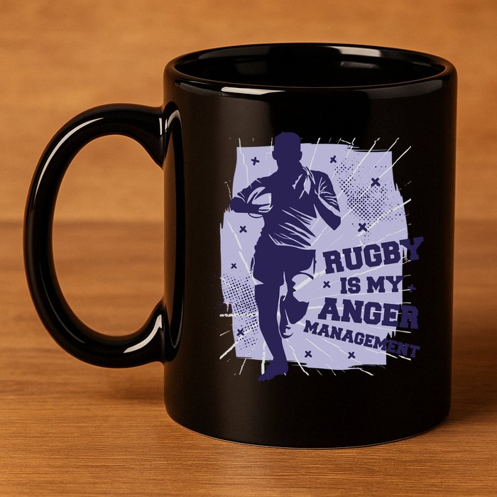 Rugby Is My Anger Management 11oz C Handle Ceramic Mug