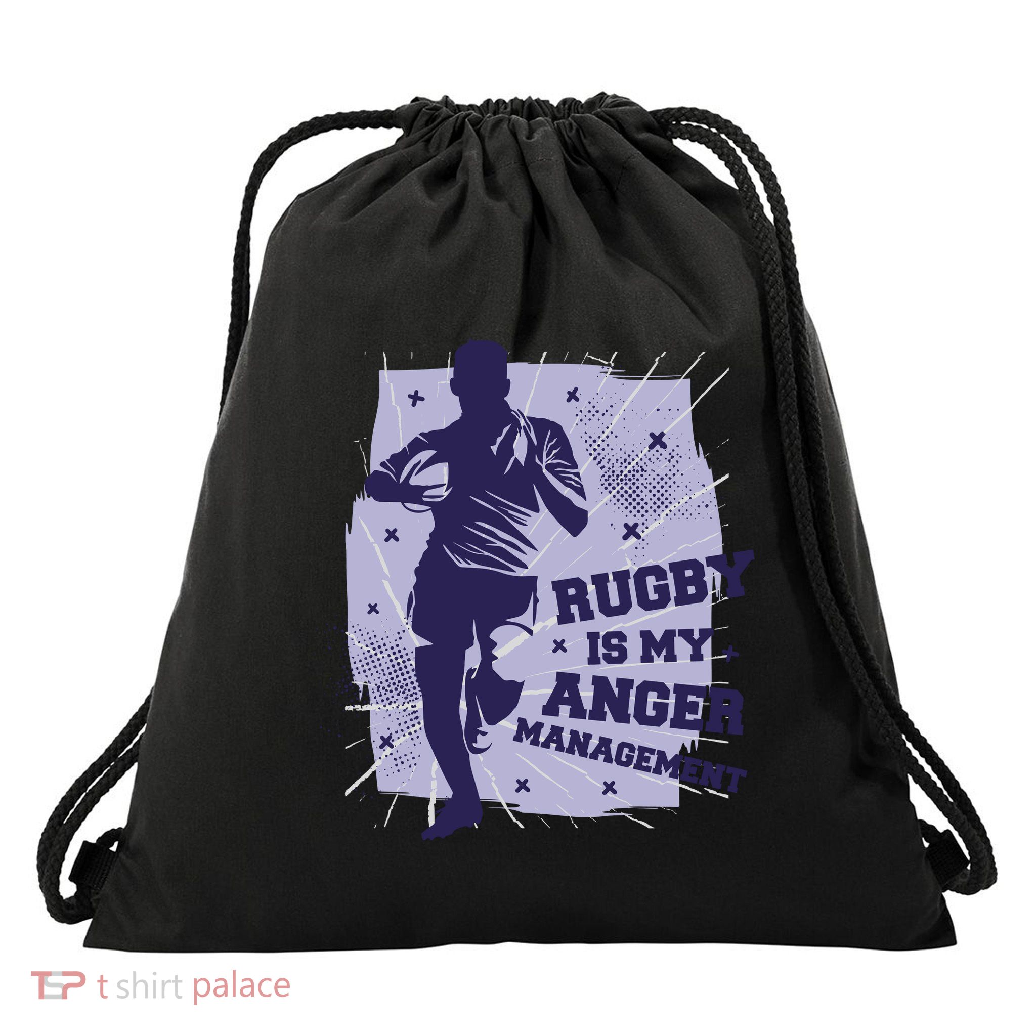 Rugby Is My Anger Management Drawstring Bag
