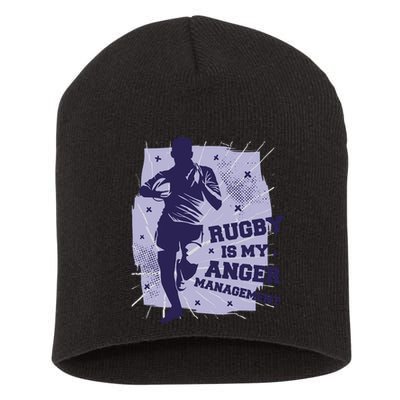 Rugby Is My Anger Management Short Acrylic Beanie