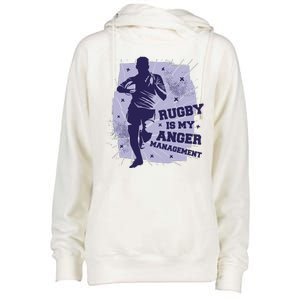 Rugby Is My Anger Management Womens Funnel Neck Pullover Hood