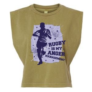 Rugby Is My Anger Management Garment-Dyed Women's Muscle Tee