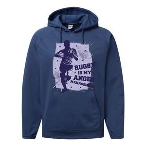 Rugby Is My Anger Management Performance Fleece Hoodie