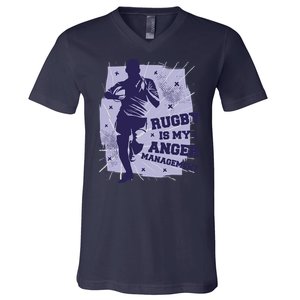 Rugby Is My Anger Management V-Neck T-Shirt