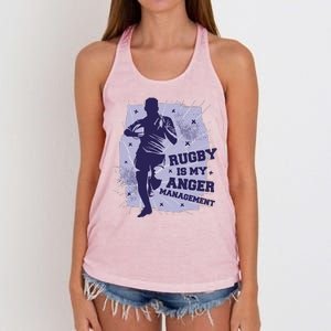 Rugby Is My Anger Management Women's Knotted Racerback Tank