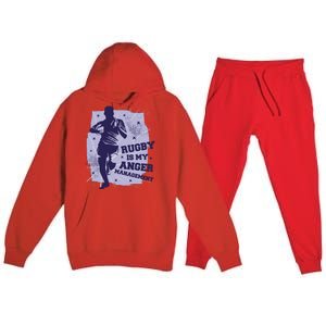 Rugby Is My Anger Management Premium Hooded Sweatsuit Set