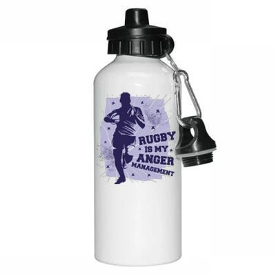 Rugby Is My Anger Management Aluminum Water Bottle 