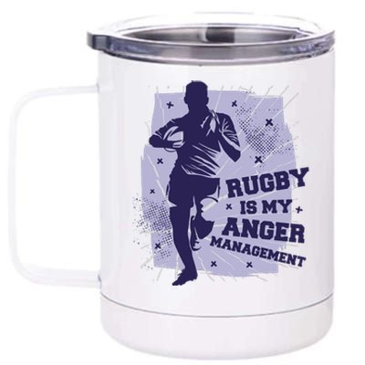 Rugby Is My Anger Management 12 oz Stainless Steel Tumbler Cup