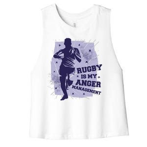 Rugby Is My Anger Management Women's Racerback Cropped Tank