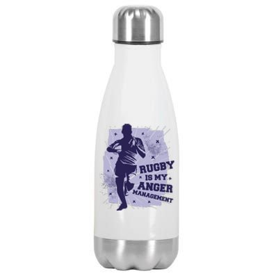 Rugby Is My Anger Management Stainless Steel Insulated Water Bottle