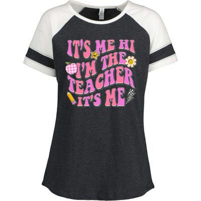 Retro Its Me Hi Im The Teacher Its Me Enza Ladies Jersey Colorblock Tee